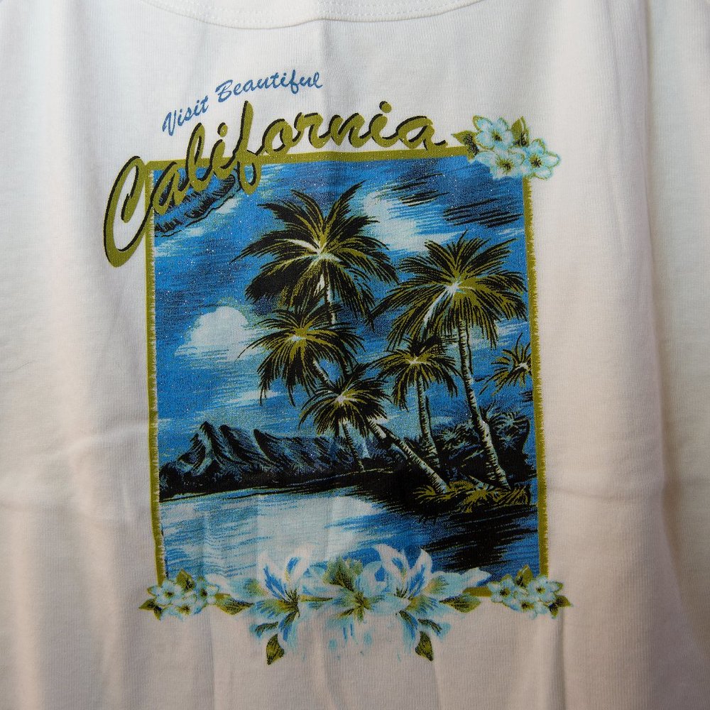 California tank top white w straps. Size M NWT